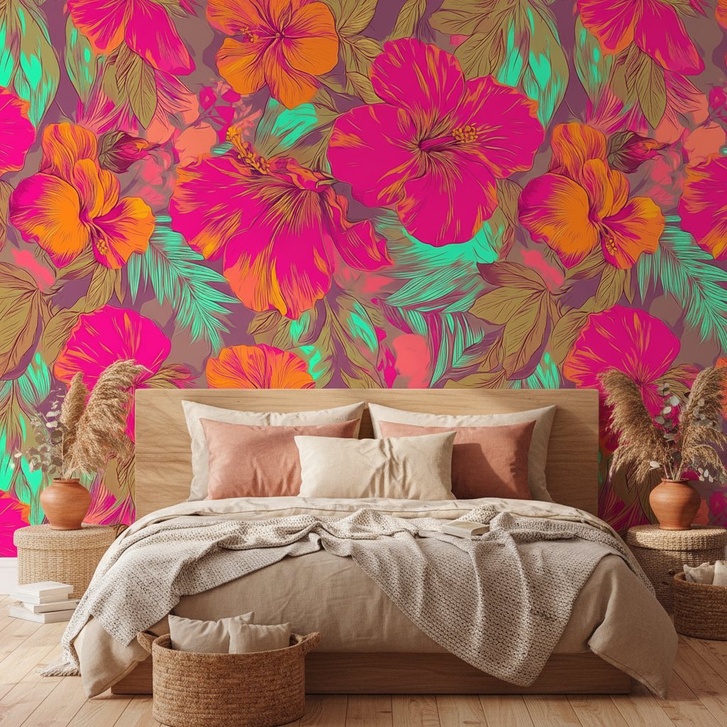 Soft Watercolor Green Leaves Mural Wallpaper