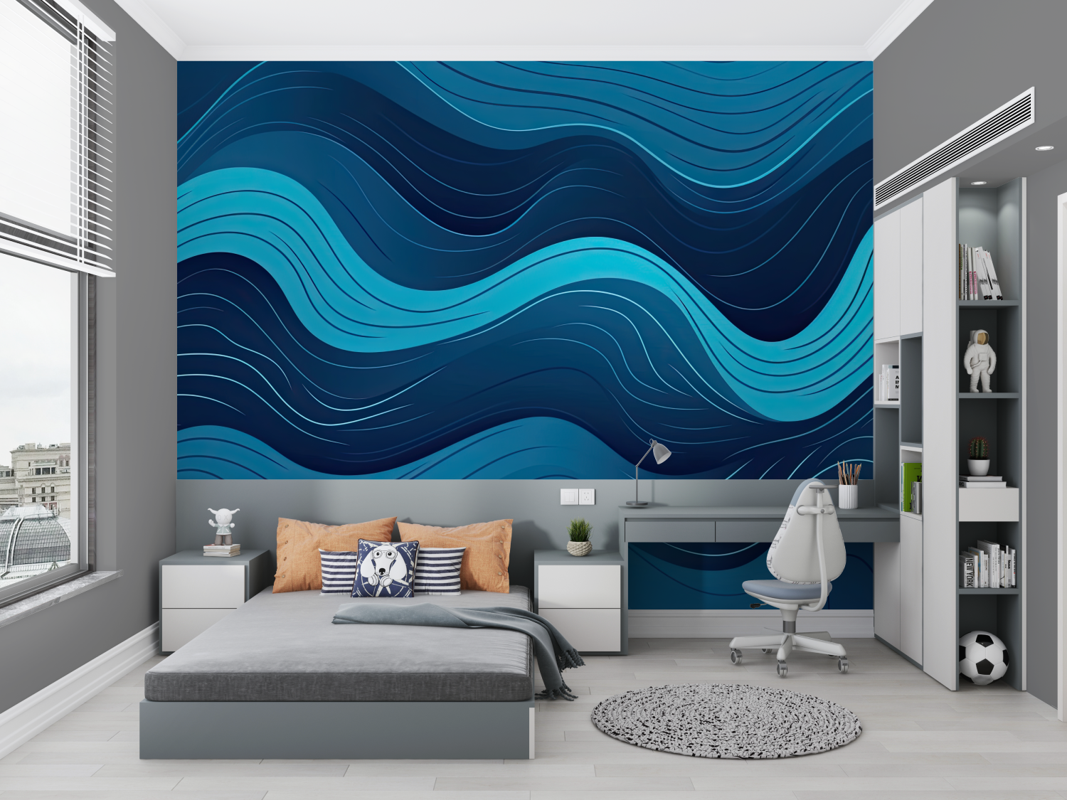 Navy Wave Teen Wallpaper | Murals Wallpaper