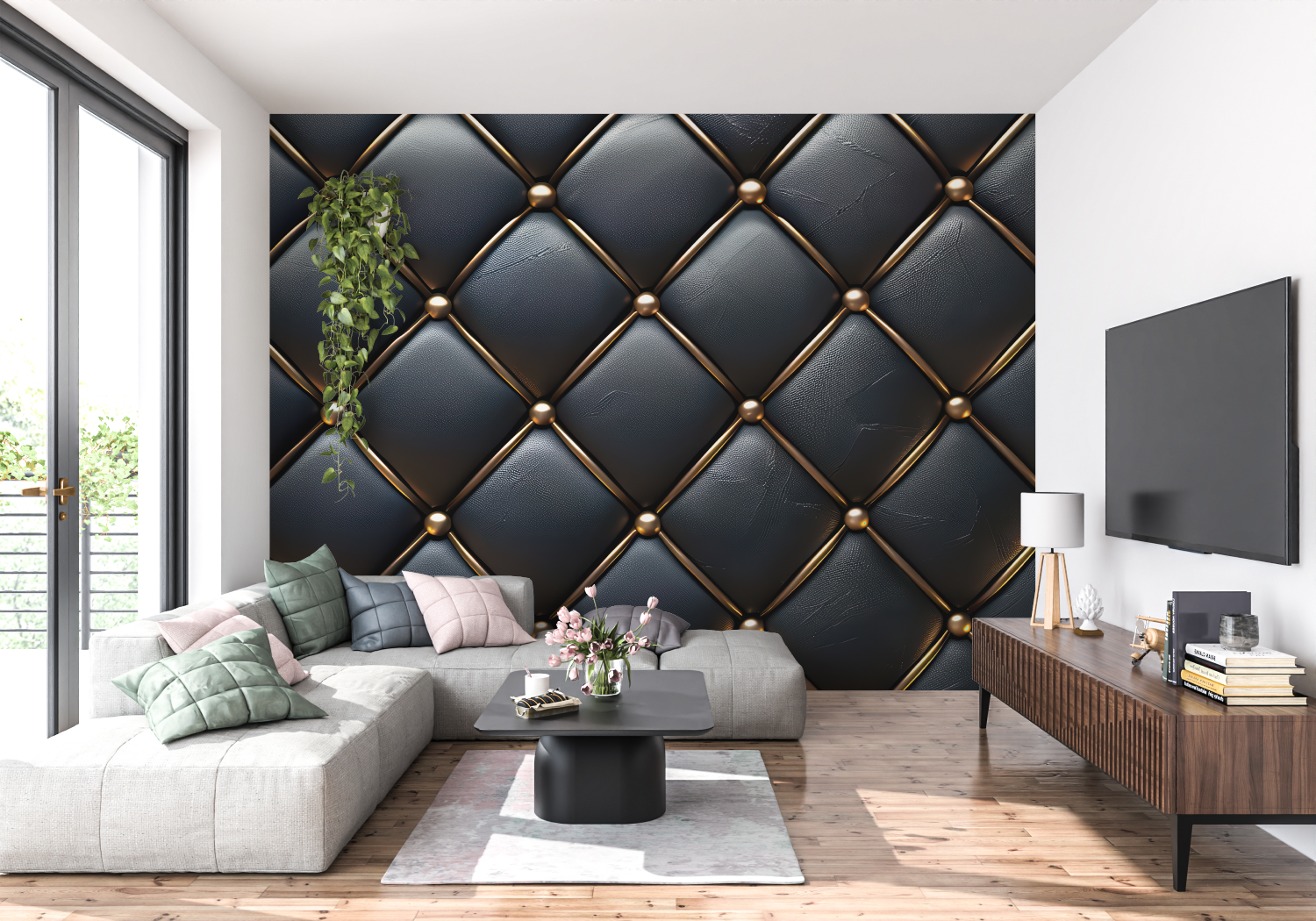 Quilted Black Wallpaper | Murals Wallpaper