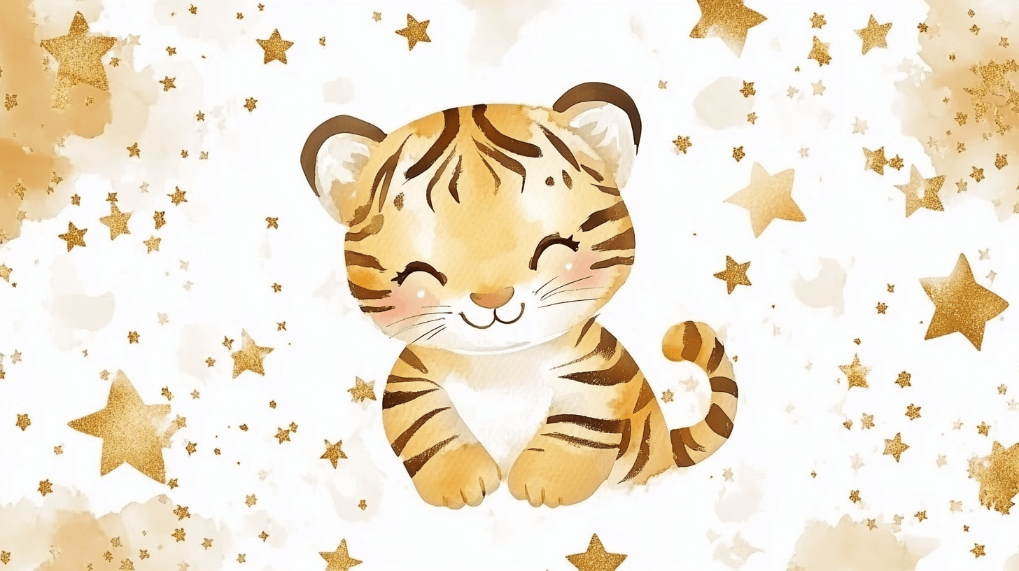 Tiger and Gold Stars Wallpaper | Murals Wallpaper