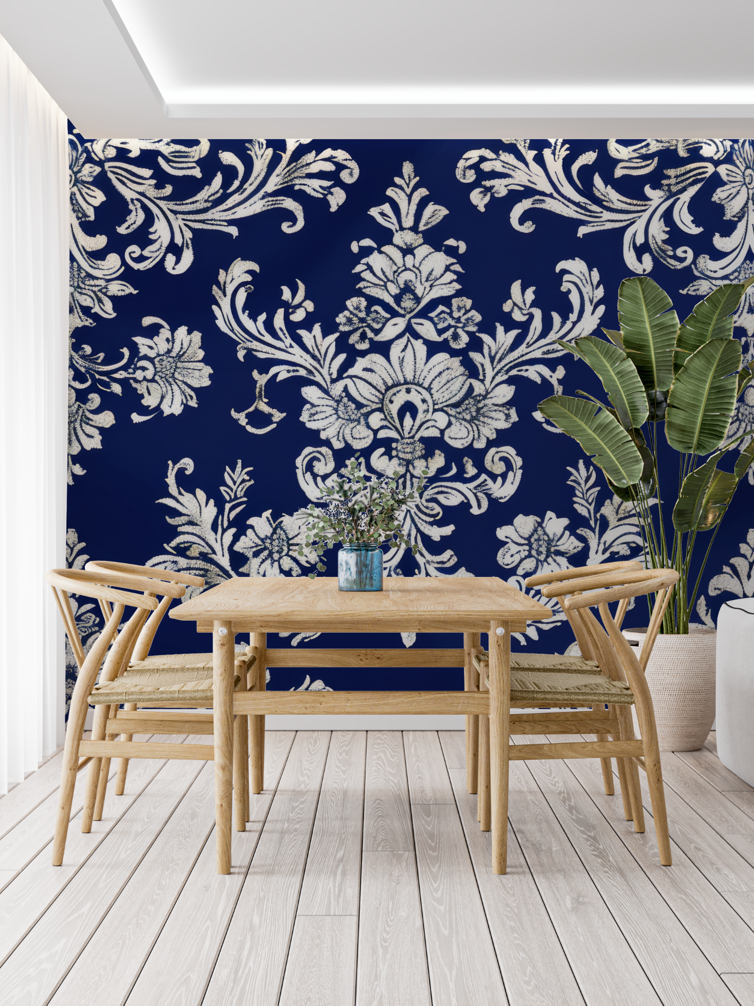 Papier Peint Bleu Barock - Trompe l'oeil