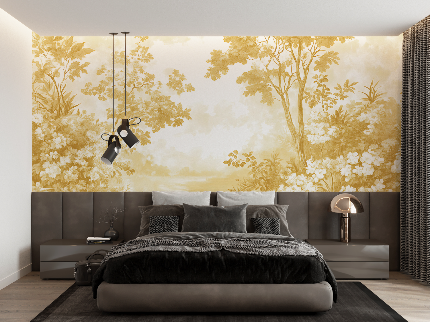 Yellow Toile Wallpaper | Murals Wallpaper