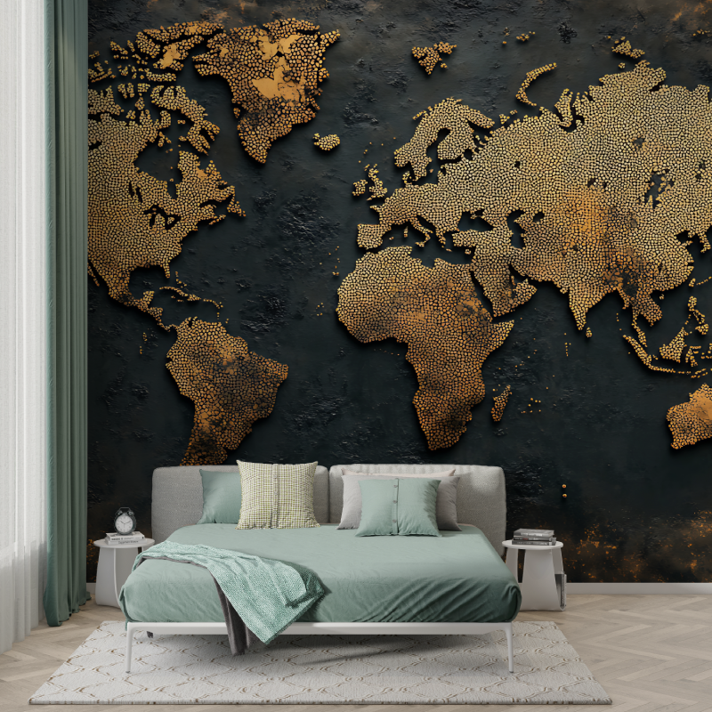 Papier peint panoramique carte du monde murs