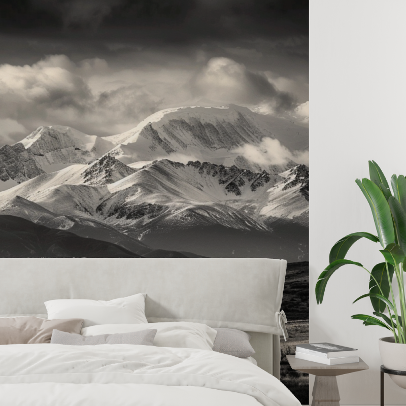 Black and White Mountain Wallpaper - Les Aravis | Murals Wallpaper
