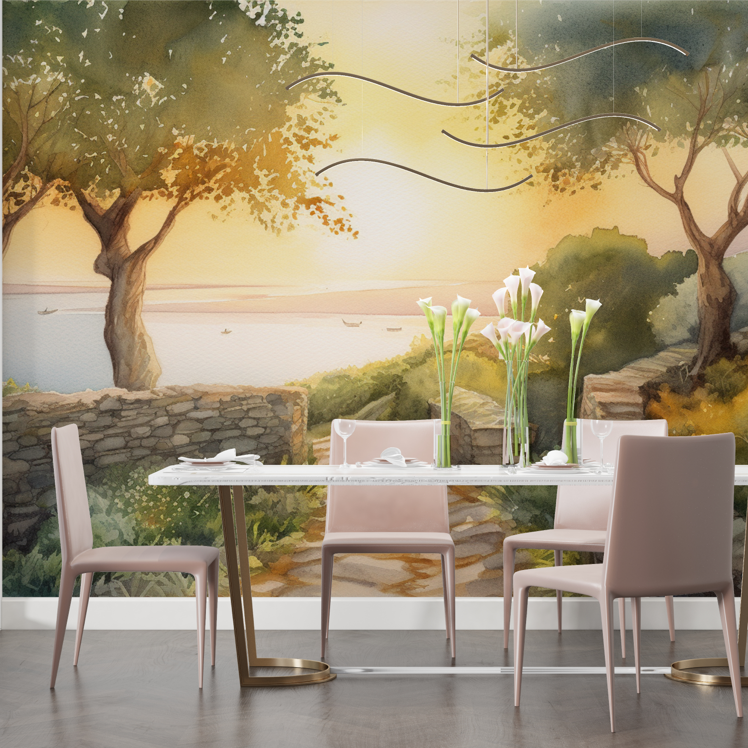 Mediterranean Watercolor Wallpaper | Murals Wallpaper