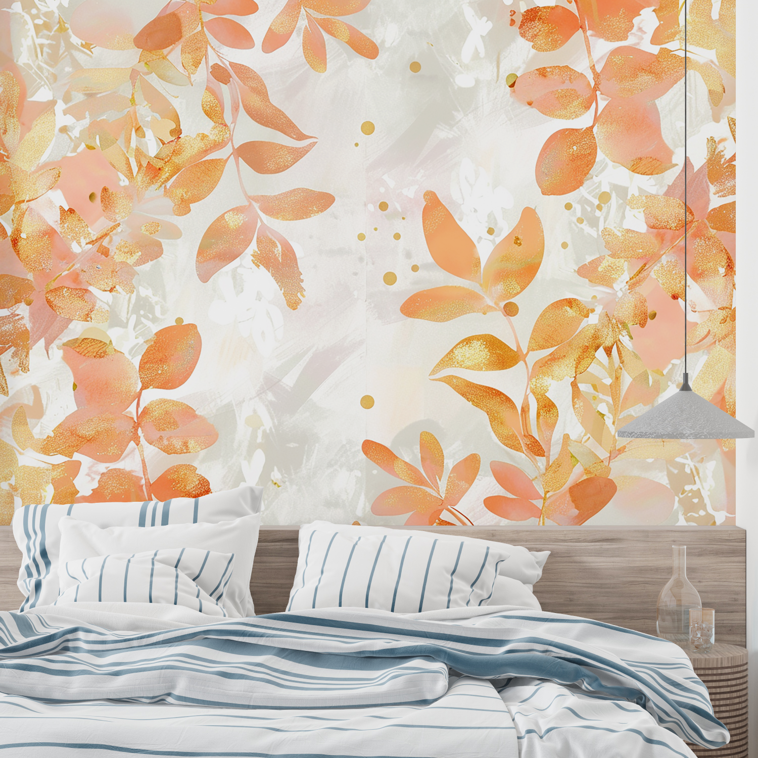 Rosa Orange Gold Tapete | Wandbilder Tapete