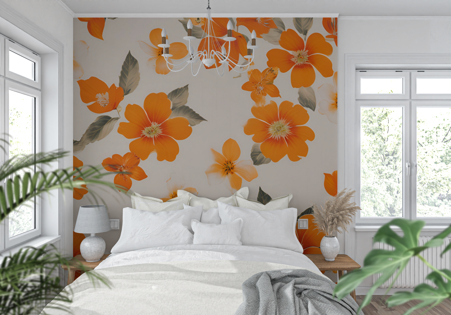 Orange Flower Wallpaper | Murals Wallpaper