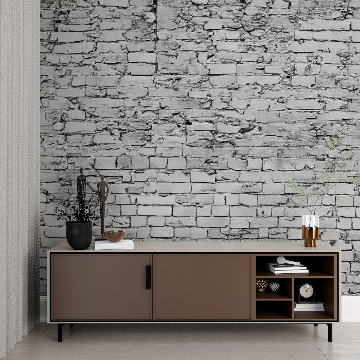 Light Gray Stone Effect Wallpaper | Murals Wallpaper