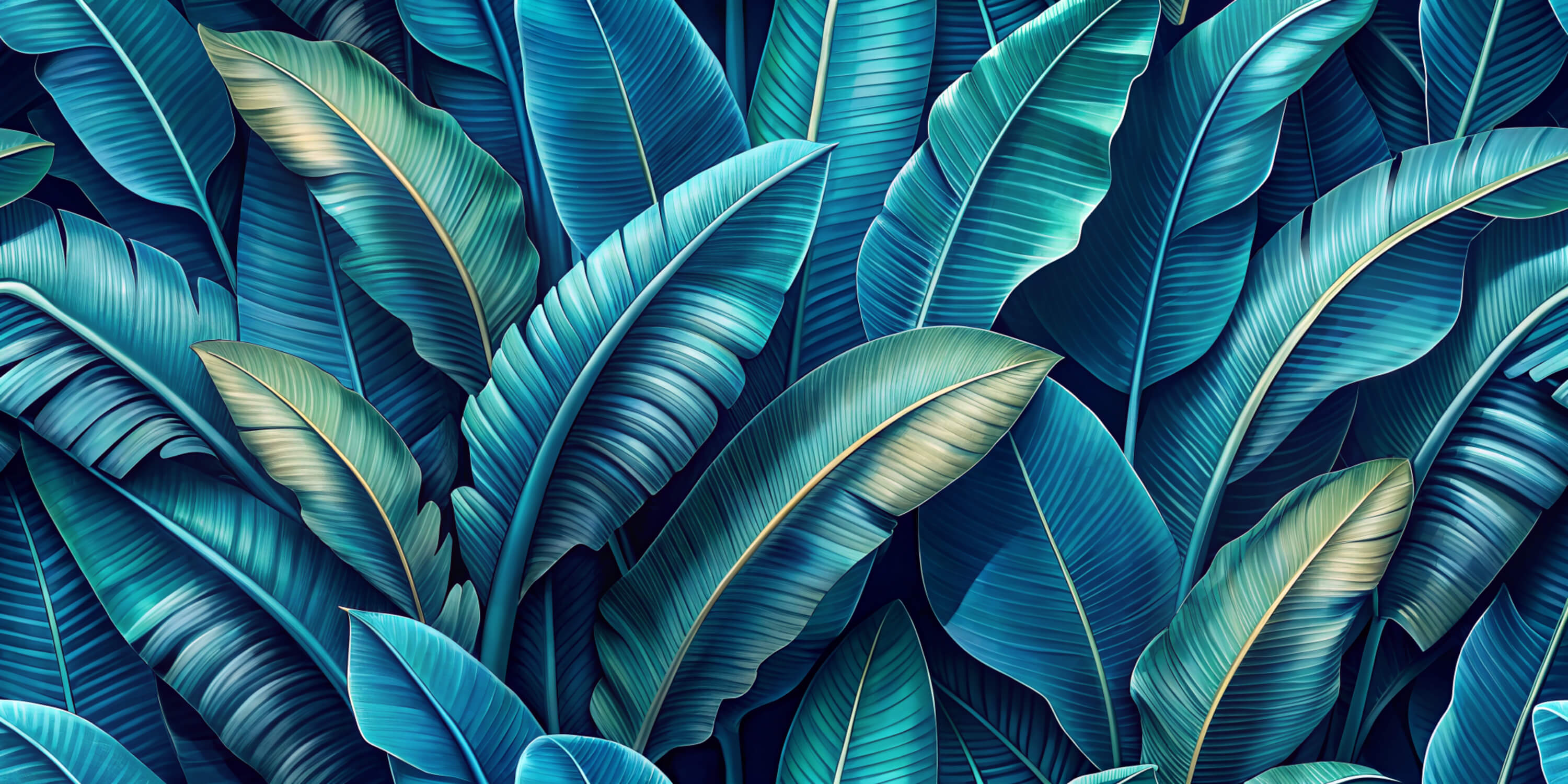 Blue Green Leaf Wallpaper | Murals Wallpaper