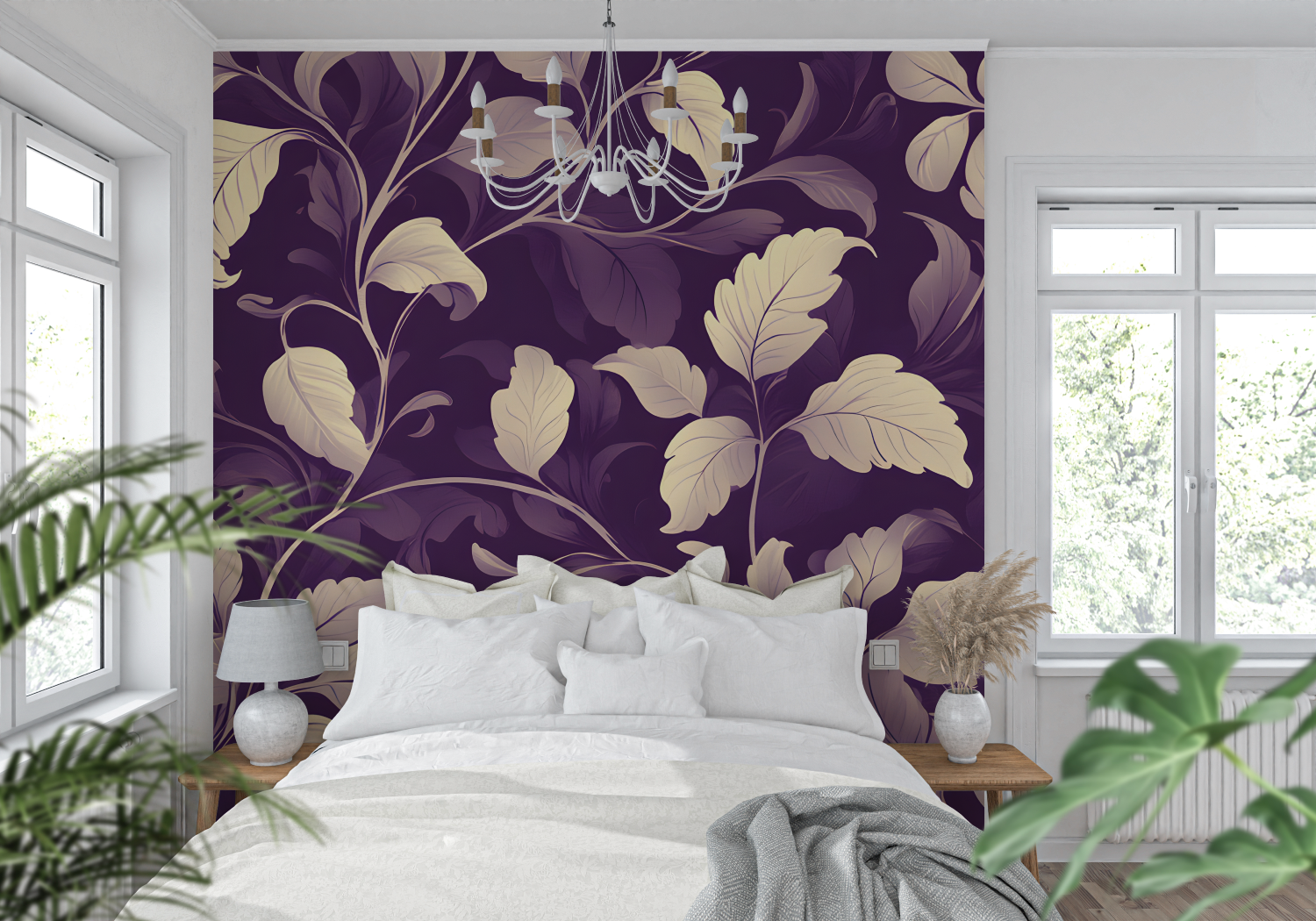 Purple Floral Pattern Wallpaper | Murals Wallpaper