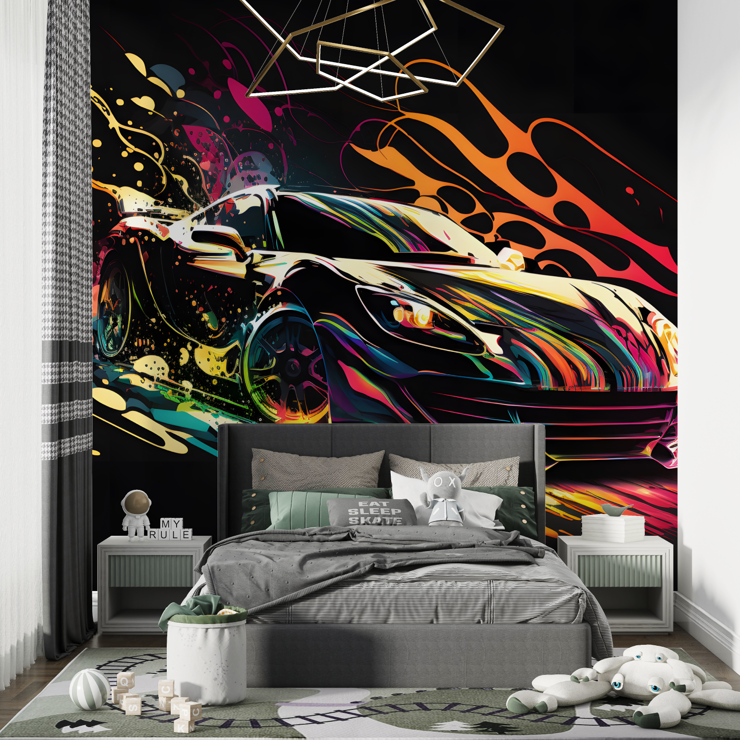 Black Car and Graffiti Wallpaper | Murals Wallpaper