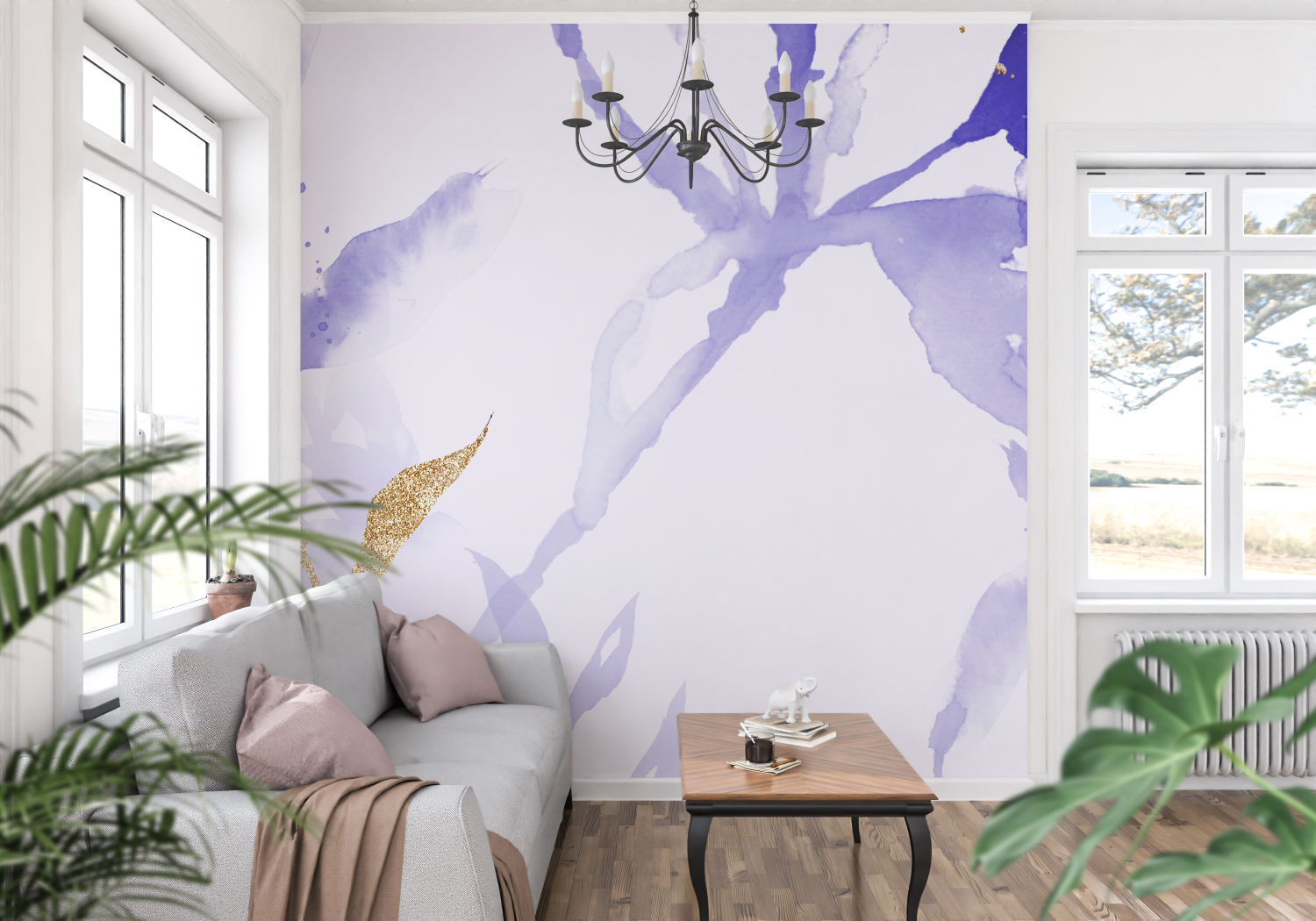 Gray Purple Wallpaper | Murals Wallpaper