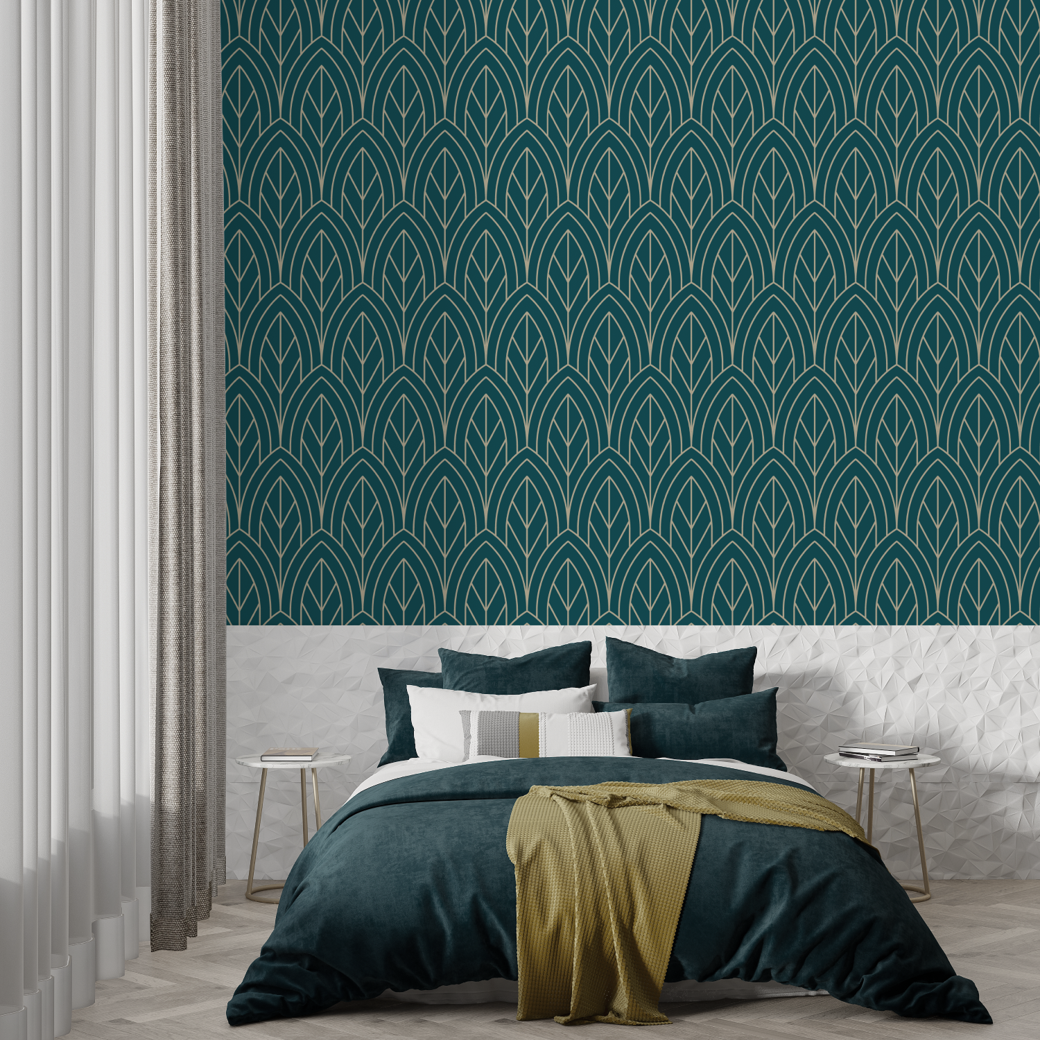 Teal and Gold Geometric Wallpaper | Murals Wallpaper