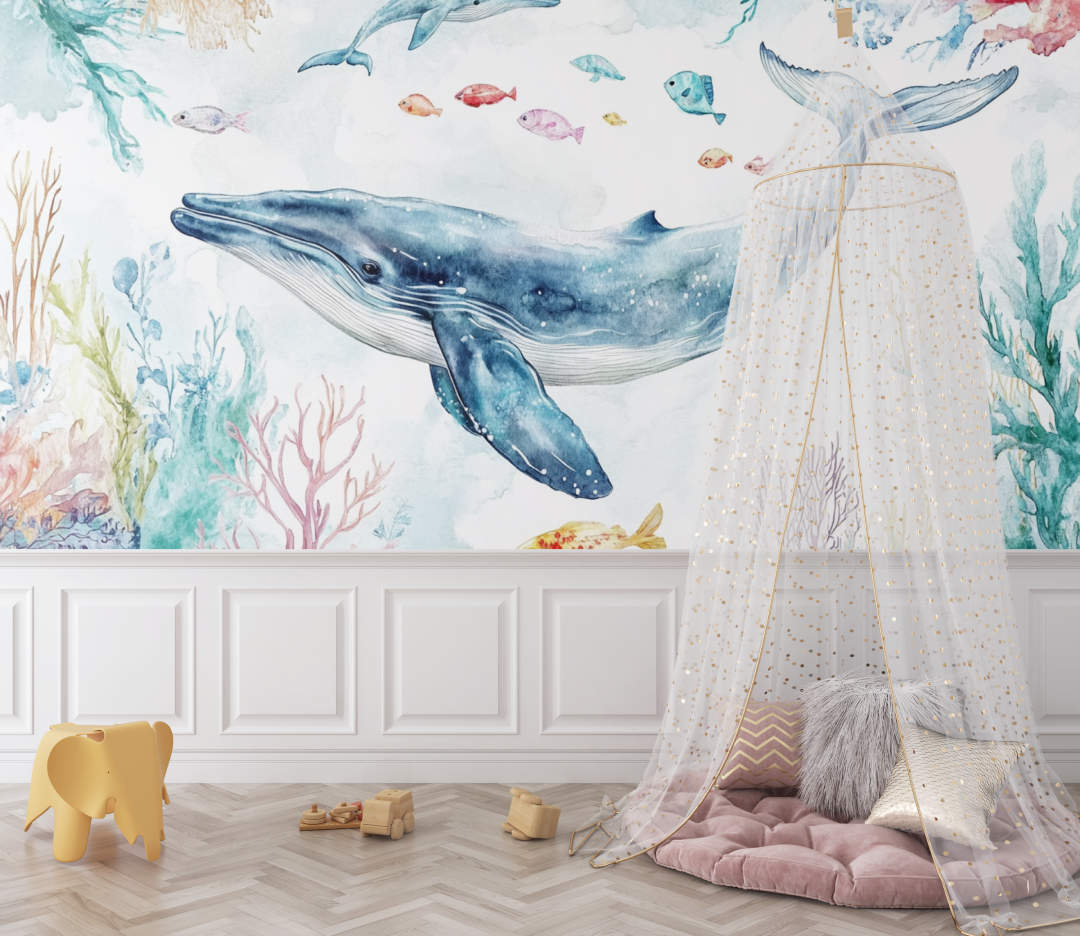 Whale and Seafloor Wallpaper | Murals Wallpaper