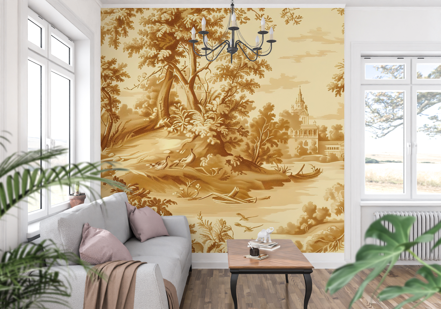 Yellow Landscape Toile Wallpaper | Murals Wallpaper