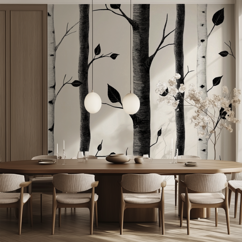 Black and White Birch Tree Wallpaper | Murals Wallpaper