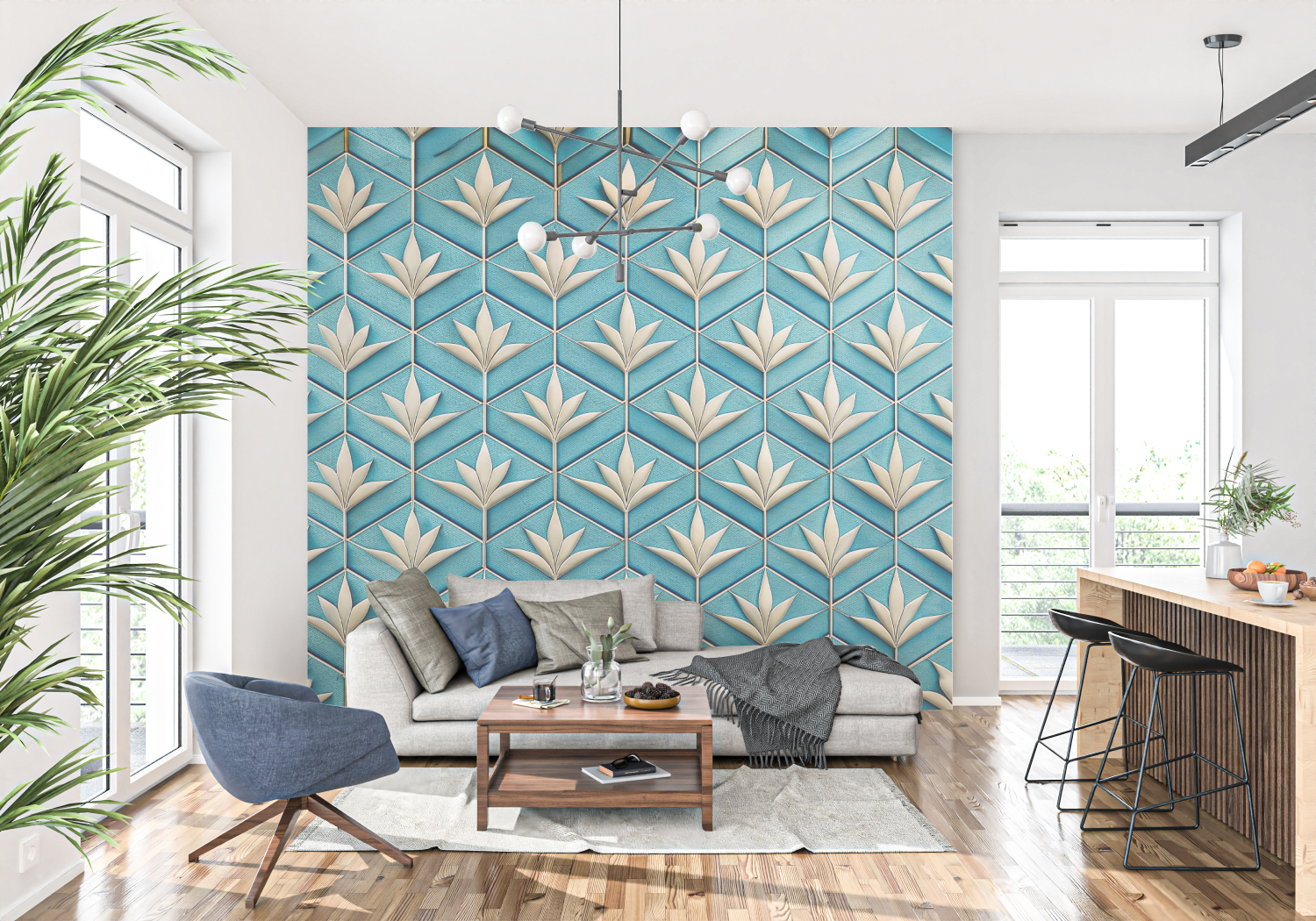 Art Deco Blue Wallpaper | Murals Wallpaper