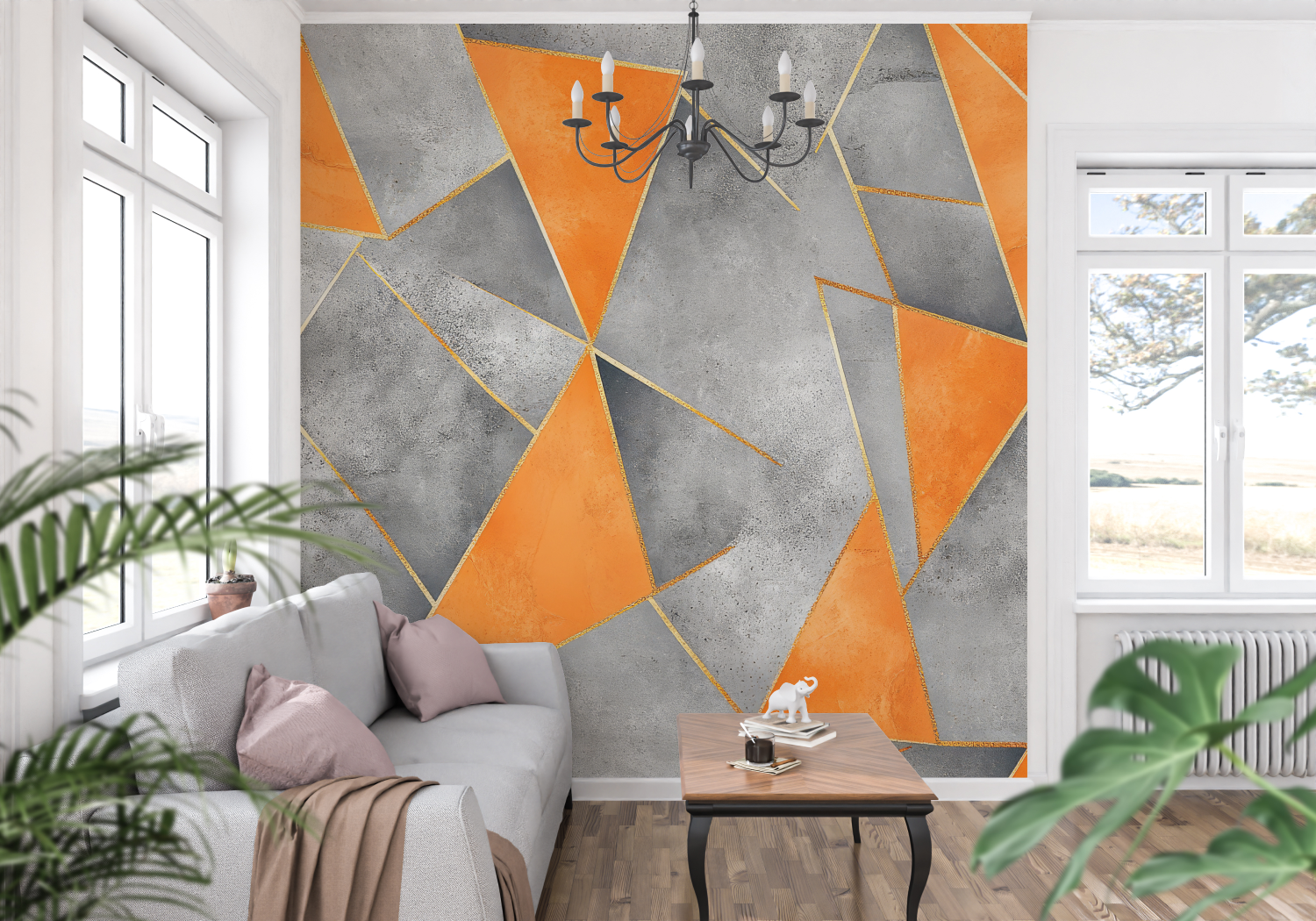 Gray and Orange Wallpaper | Murals Wallpaper