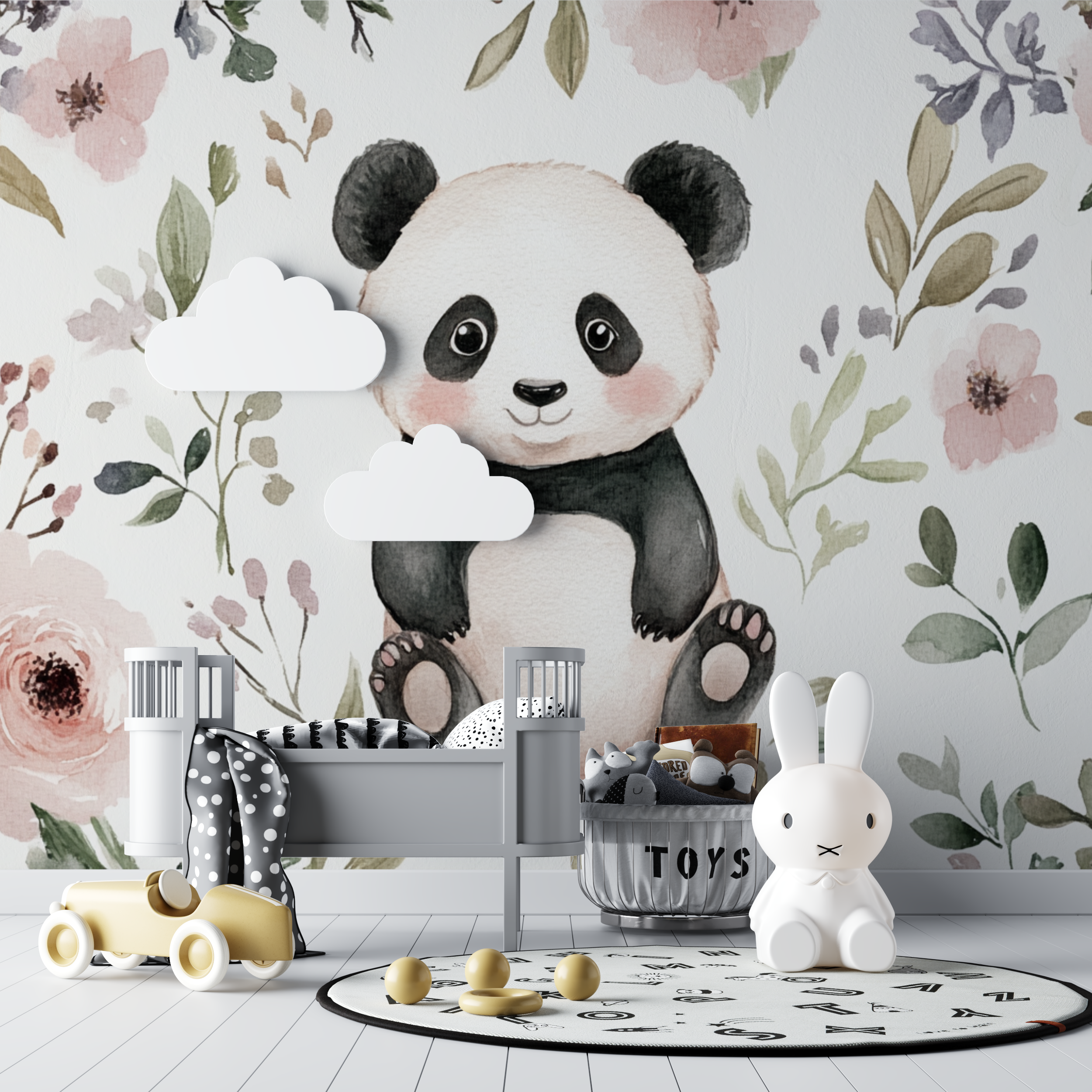 Panda and Wildflower Wallpaper | Murals Wallpaper