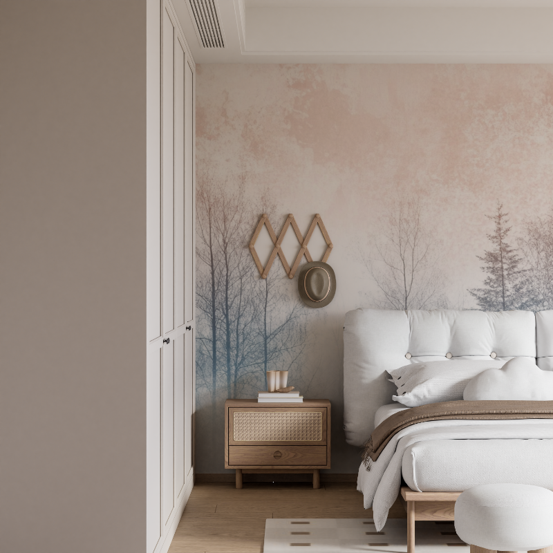 Tapete mit Aquarell-Arbres-Pastellfarben