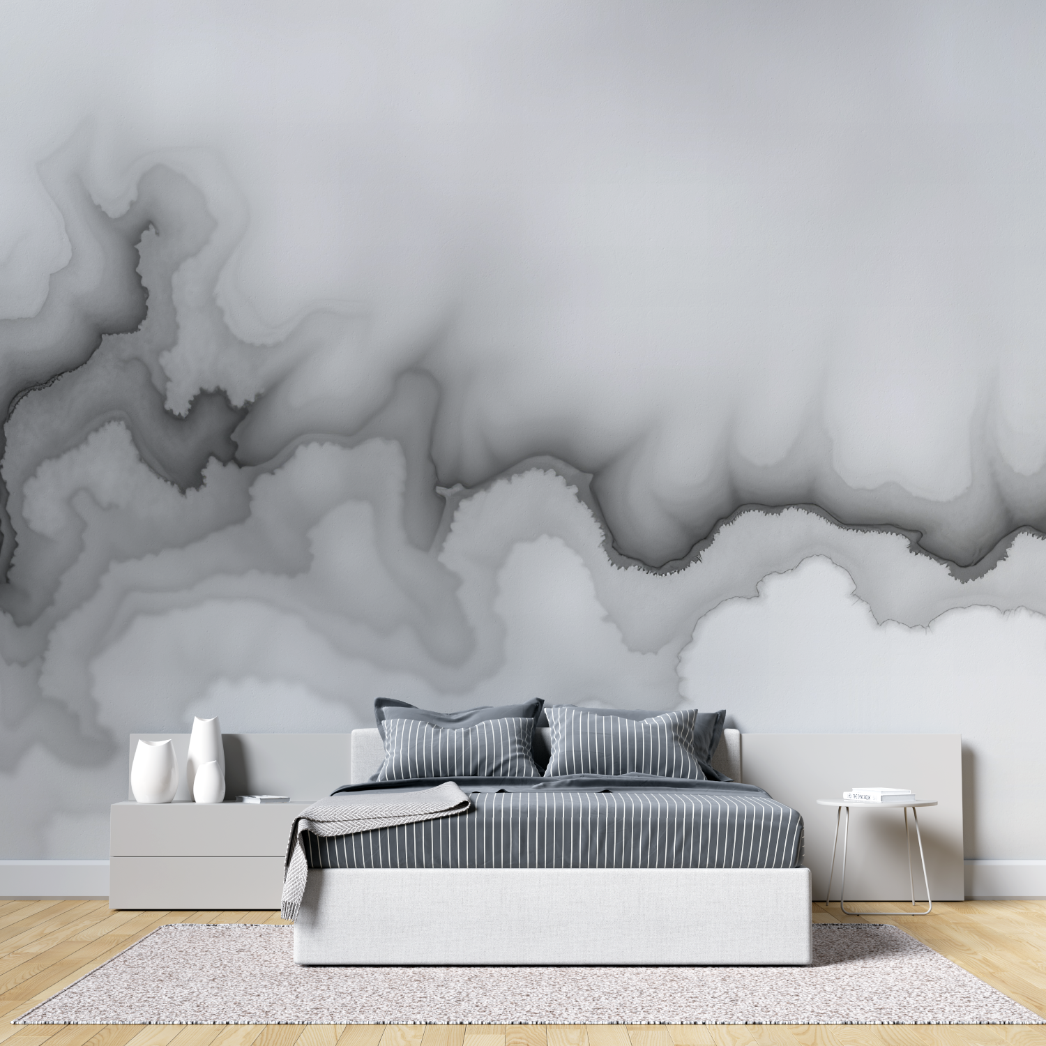 Watercolor Clouds Black and White Wallpaper | Murals Wallpaper