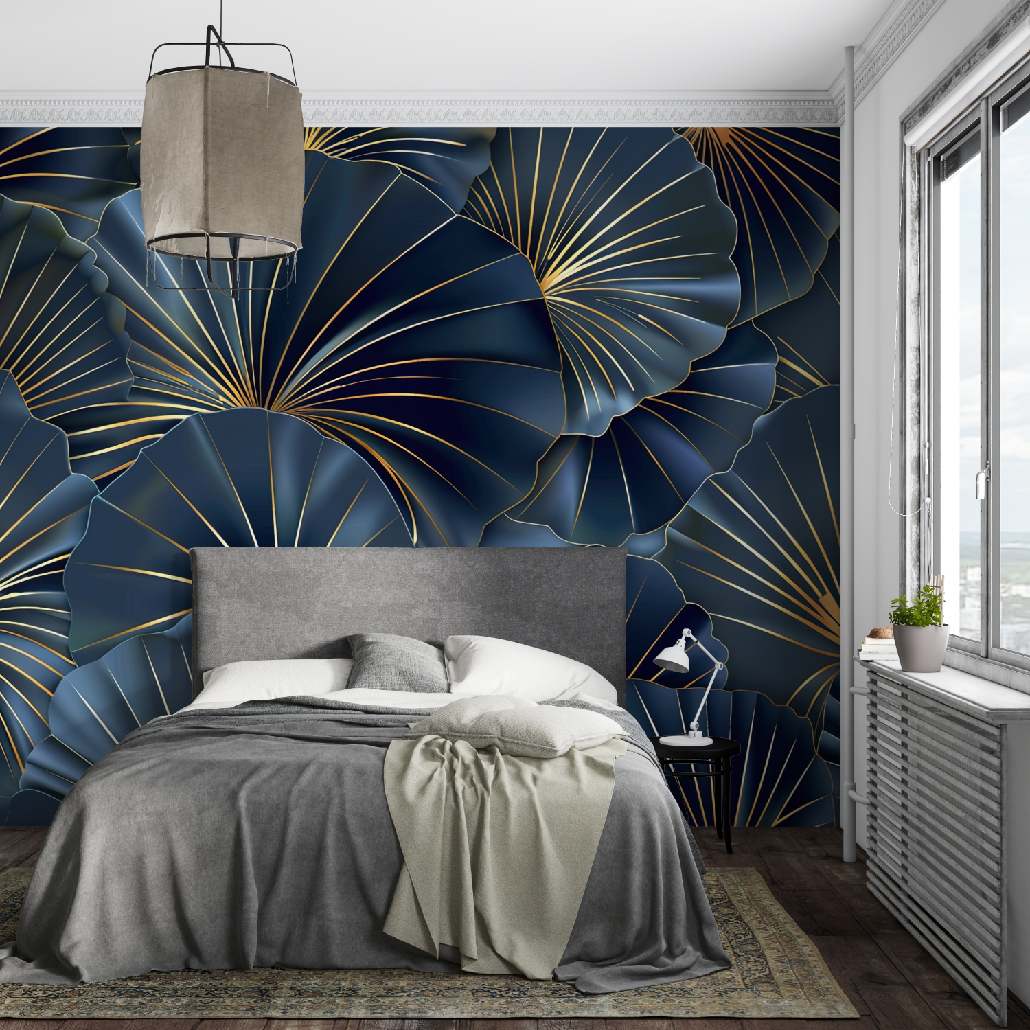 Art Deco Blue and Gold Wallpaper Design | Murals Wallpaper