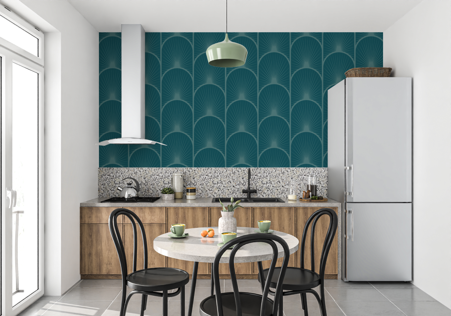 Teal Wallpaper Pattern | Murals Wallpaper