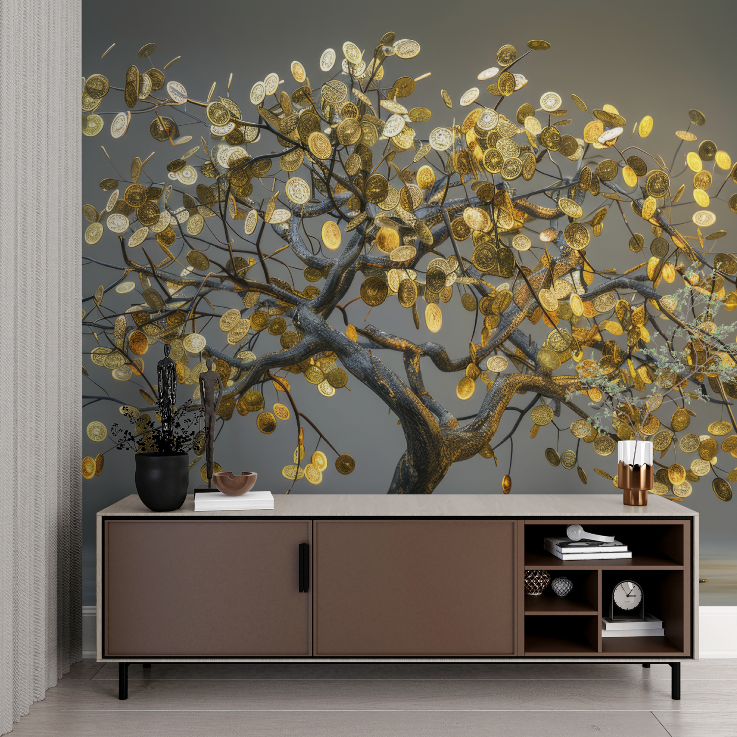 Papier Peint Arbre Doré - zeitgenössisch