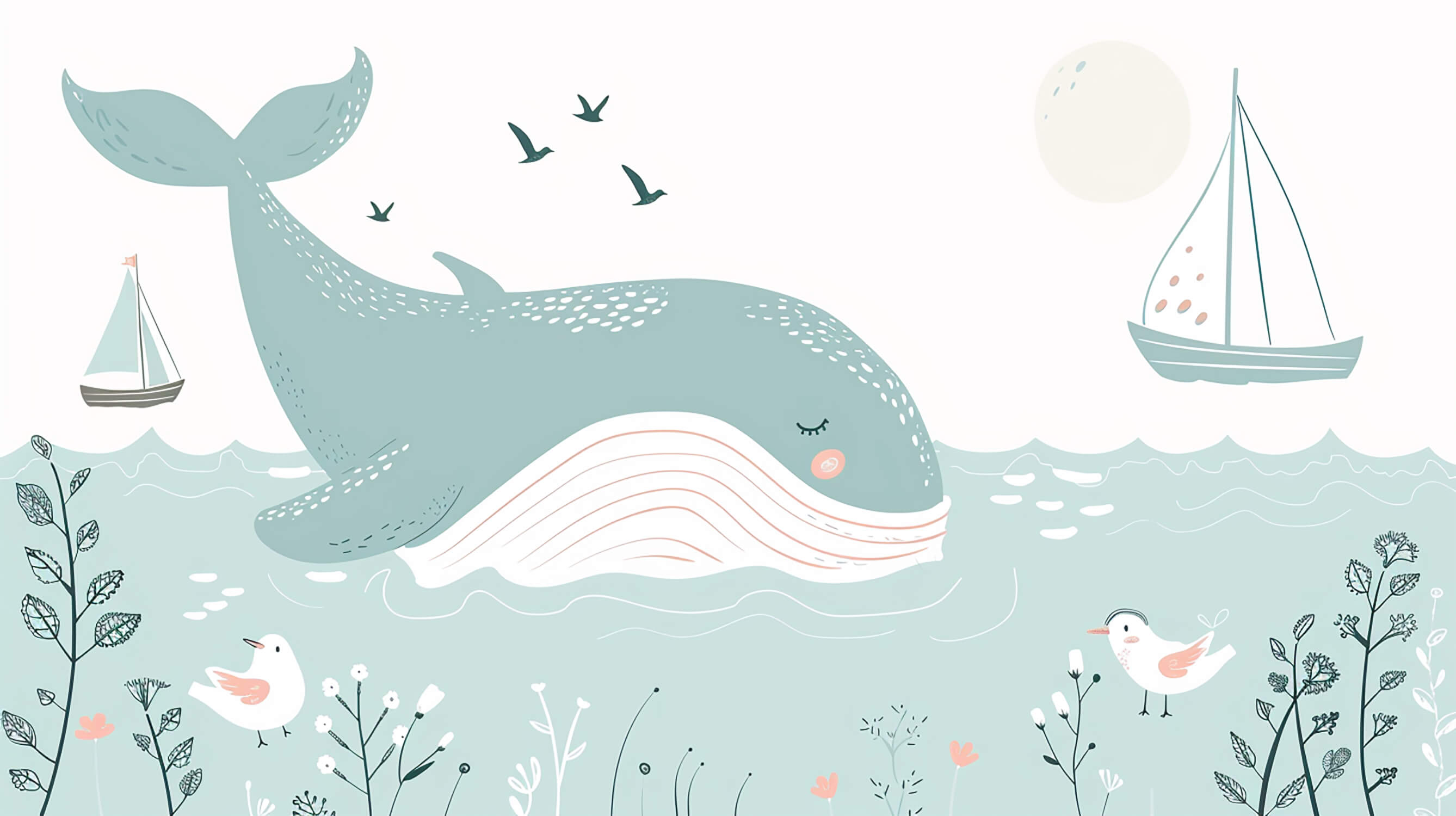 Pastel Whale Wallpaper for Kids | Murals Wallpaper