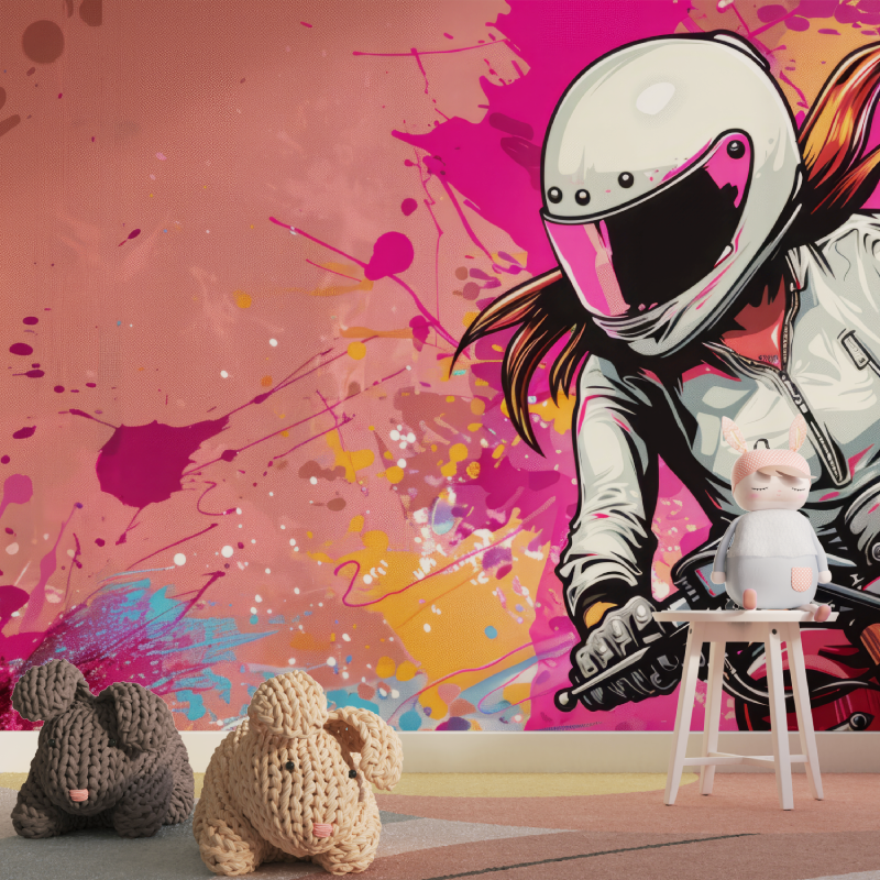 Motorrad-Mädchen-Wallpaper | Wandbild-Wallpaper