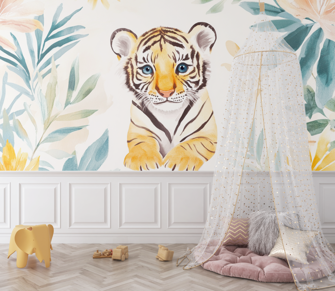 Tiger and Ethnic Patterns Wallpaper | Murals Wallpaper