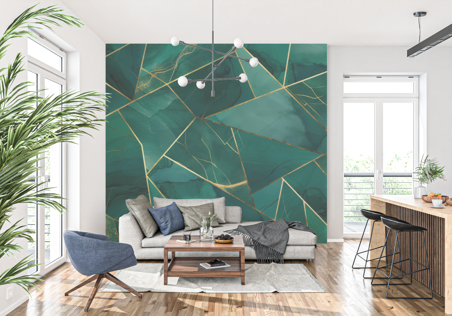 Emerald Green and Gold Wallpaper | Murals Wallpaper