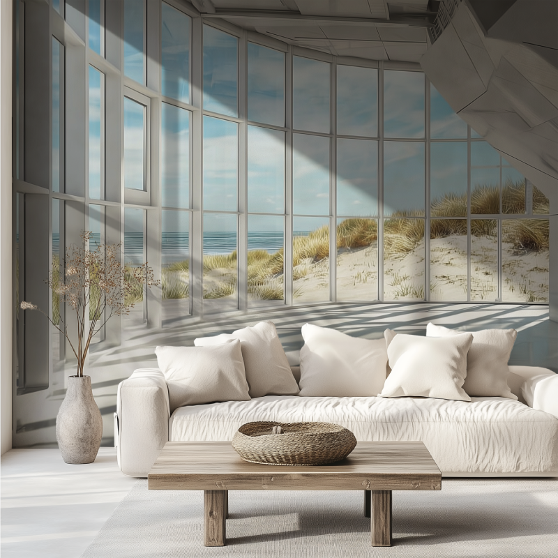 Panoramic view illusion mural wallpaper canape tendance