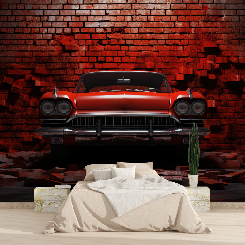 XXL Wallpaper Red Brick Car | Murals Wallpaper