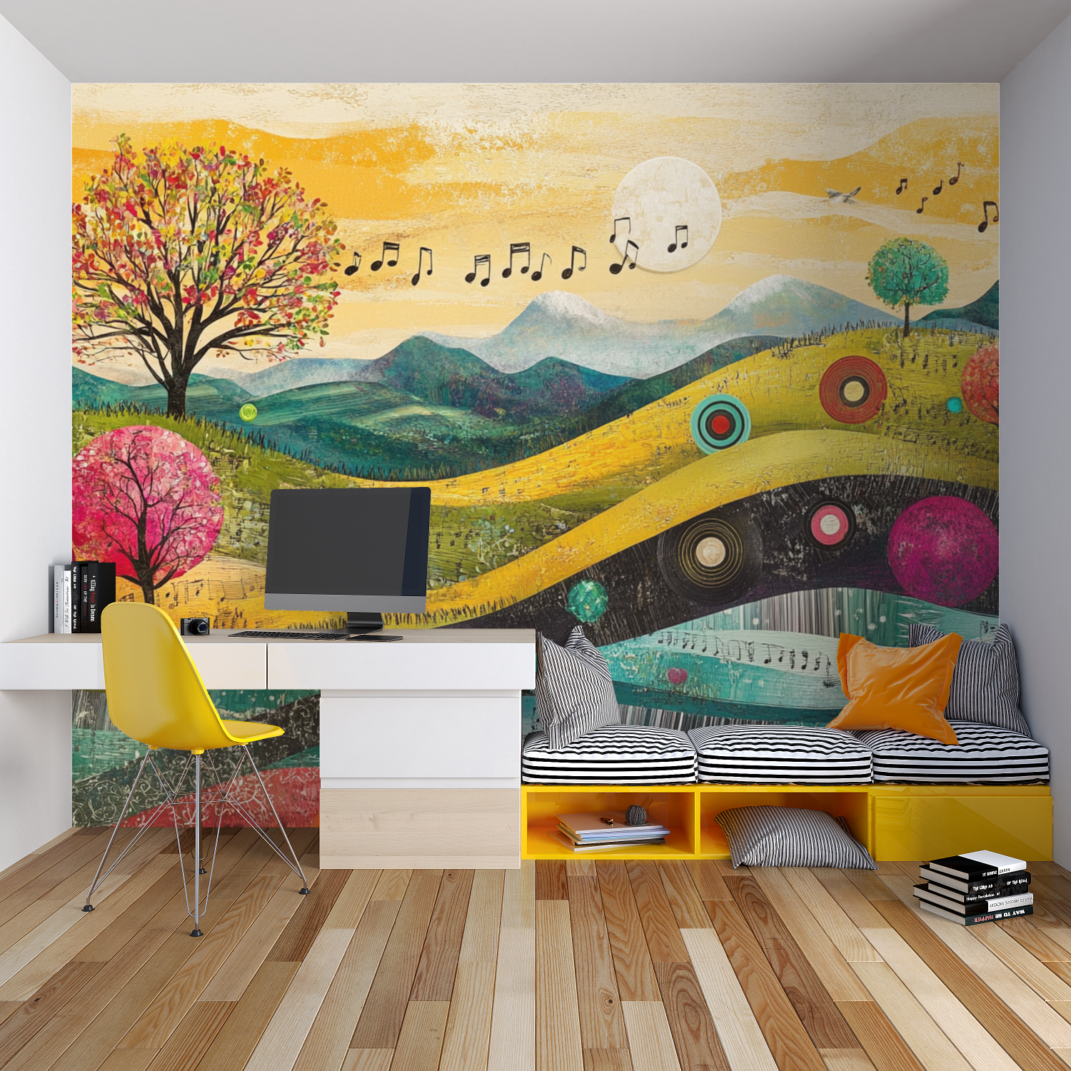 Großformatige Musiklandschaft-Tapete | Wandbildtapete