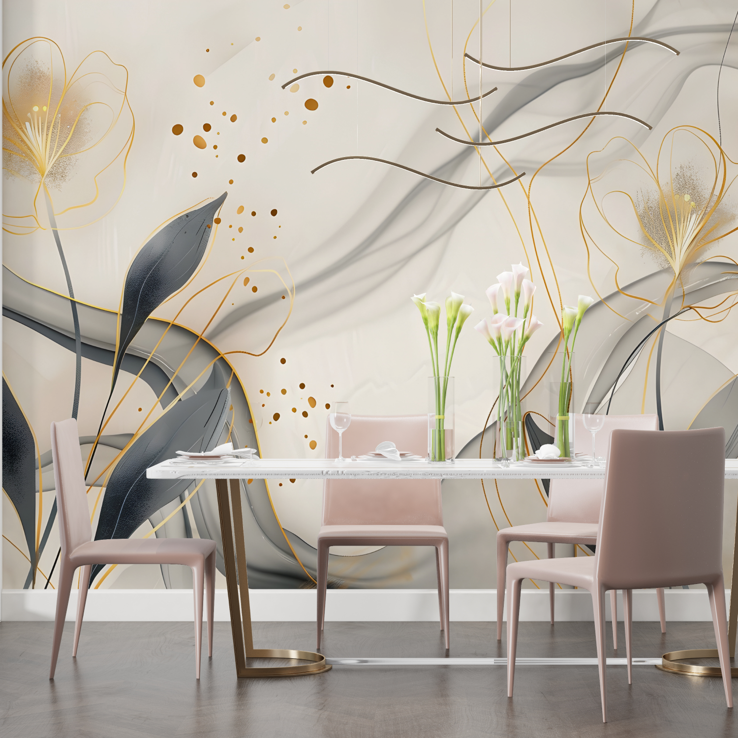 Papier Peint Feuille Or – Panorama-Wandbild