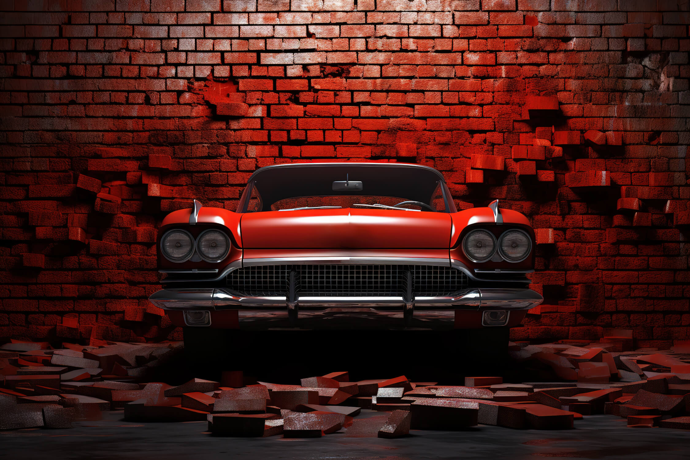 XXL Wallpaper Red Brick Car | Murals Wallpaper