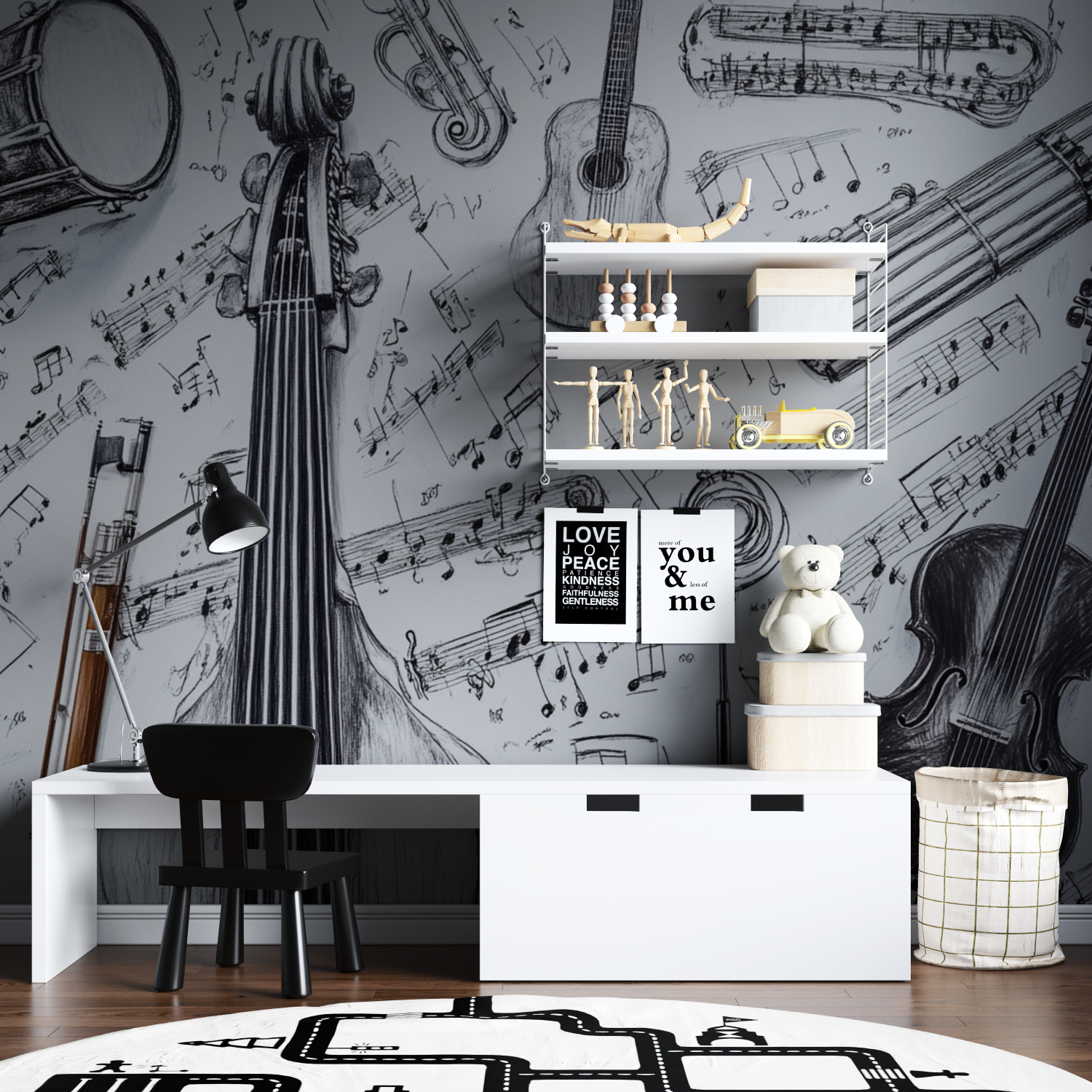 Black and White Instruments Wallpaper | Murals Wallpaper