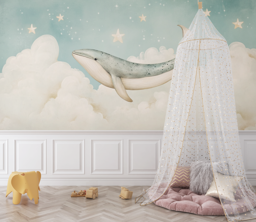Whale and Clouds Wallpaper | Murals Wallpaper