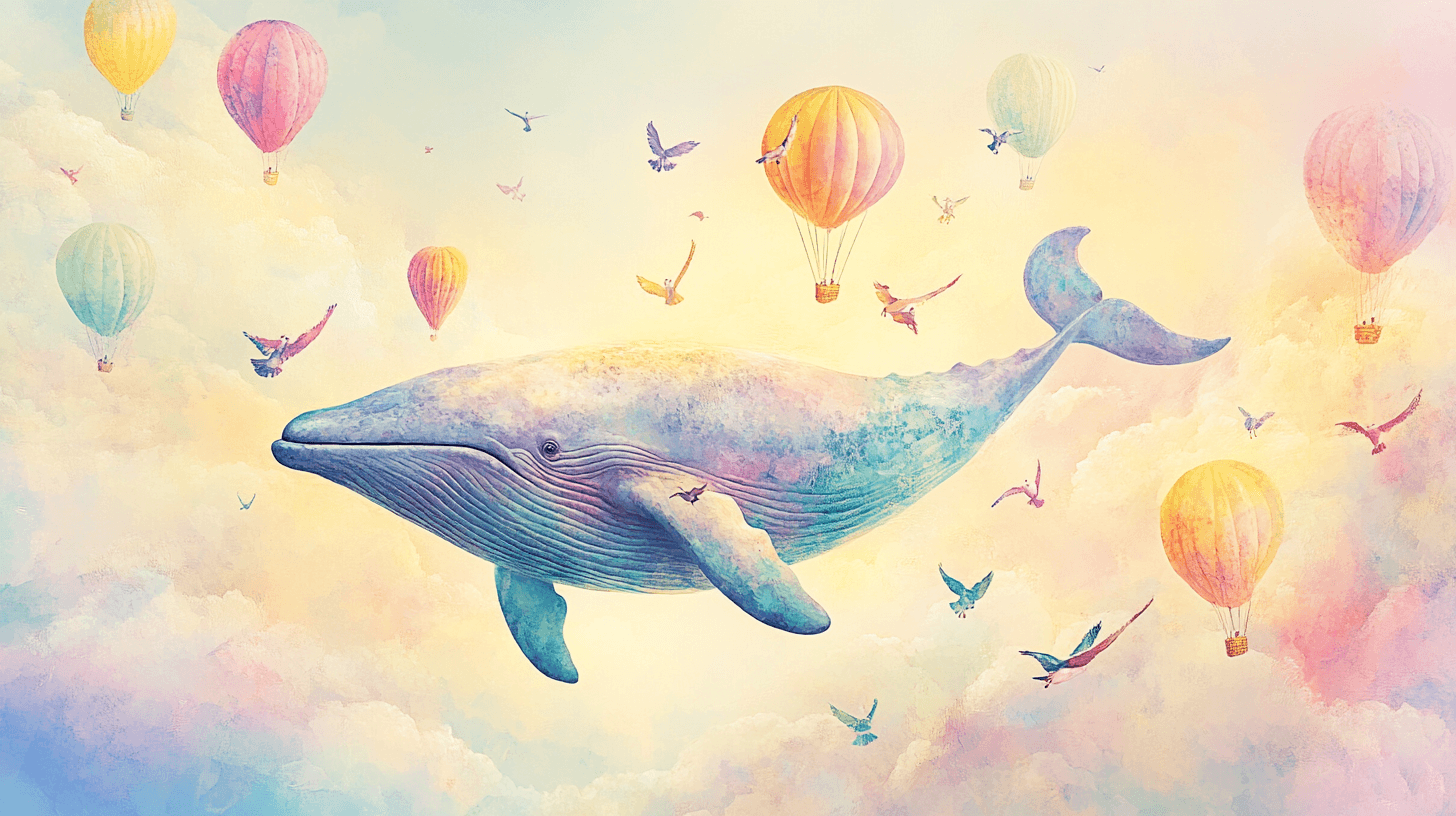 Whale and Hot Air Balloon Wallpaper | Murals Wallpaper