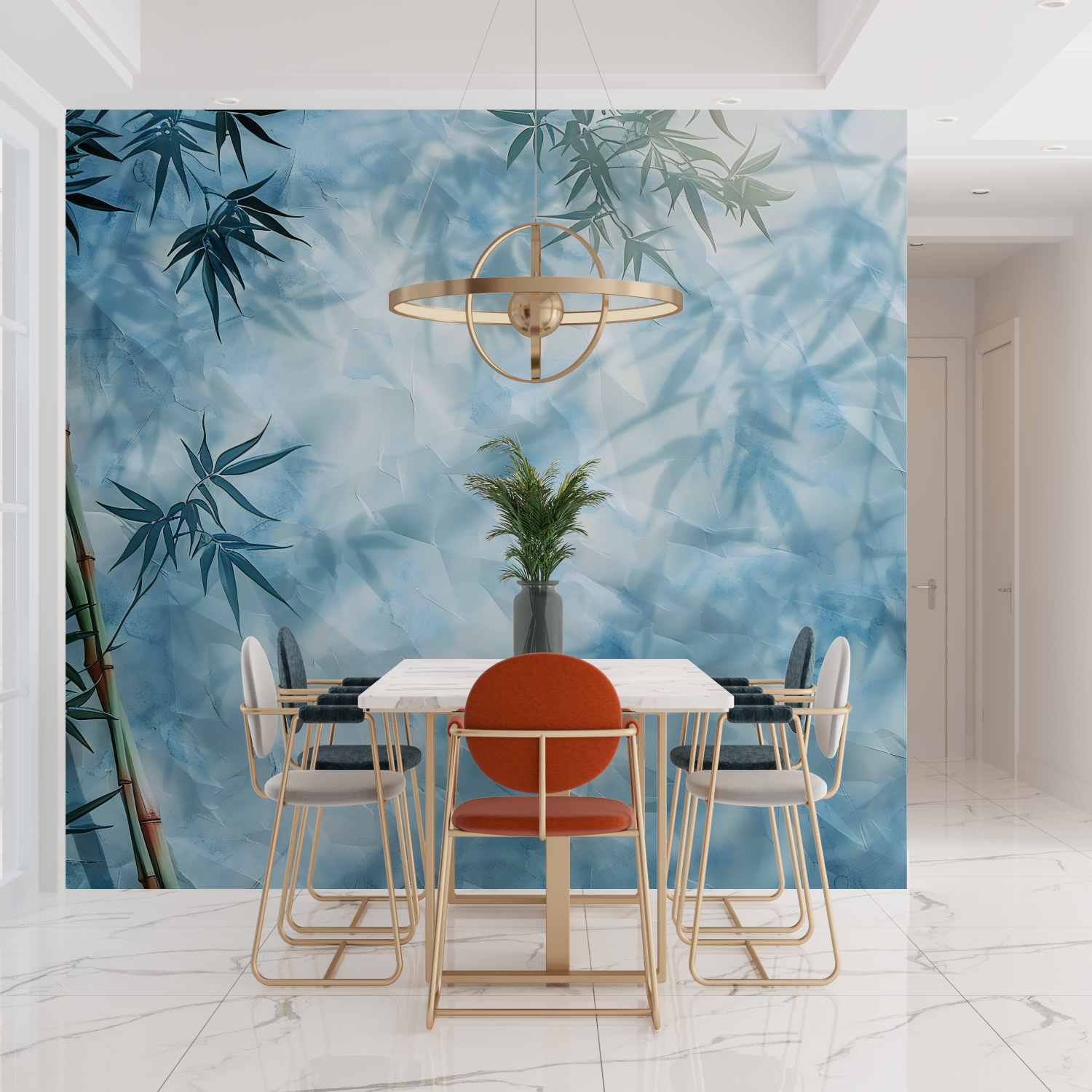 Blaue Bambus-Tapete | Wandbilder Tapete