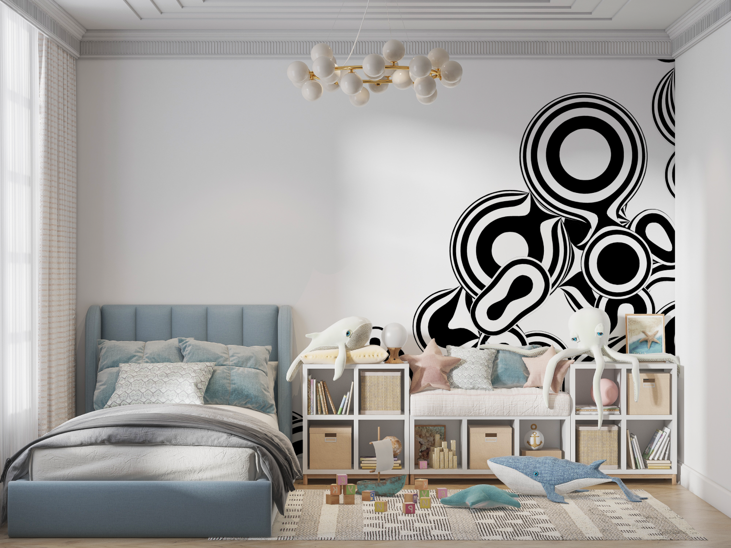 Minimalistische Schwarz-Weiß-Tapete für Teenager | Wandbilder