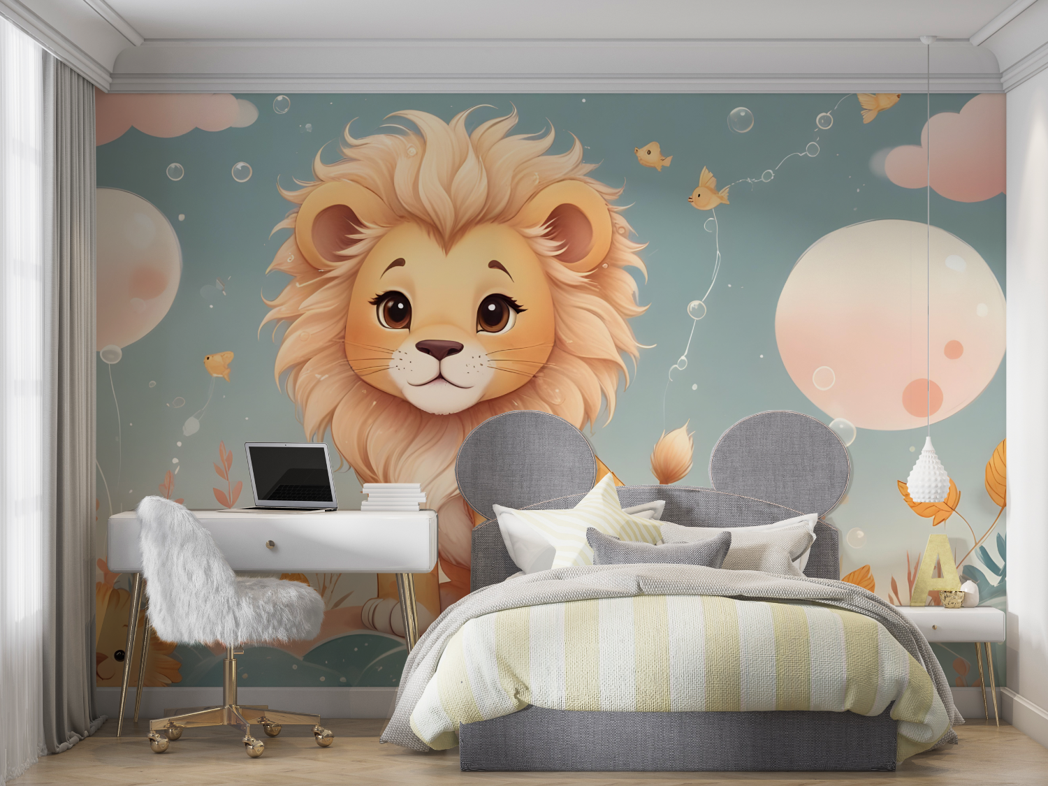 Papier Peint Enfant Lion – tapisserie garçon