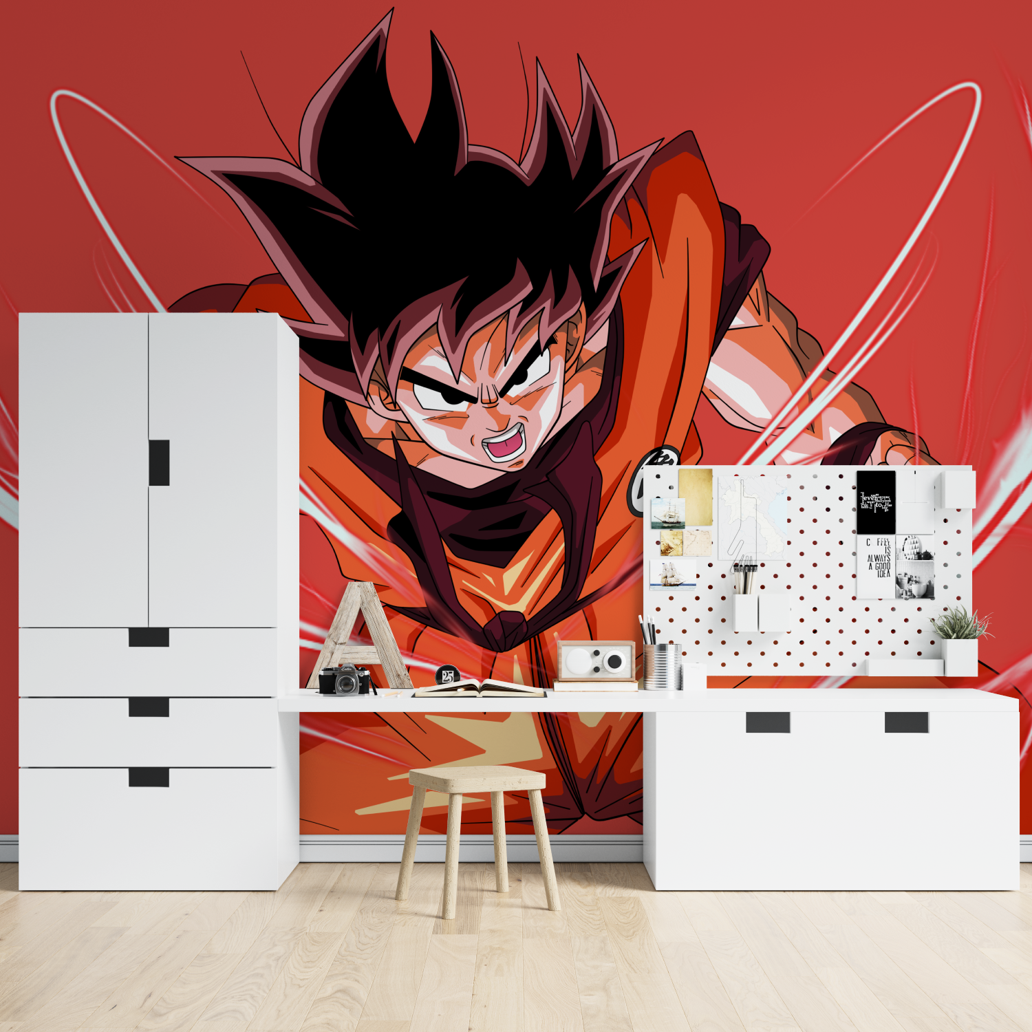 Goku-Hintergrundbild (rot) | Wandbild-Hintergrundbild