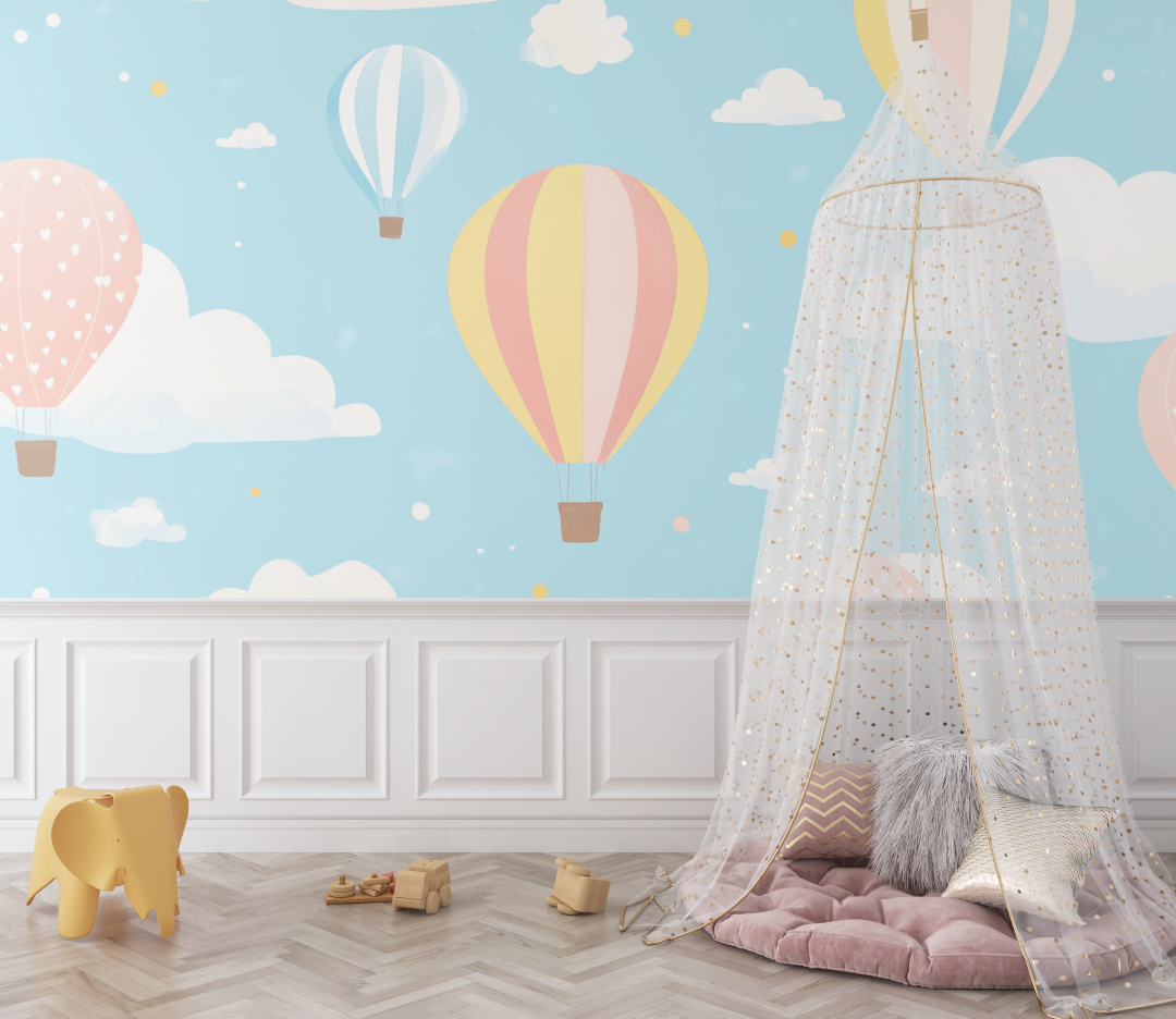 Hot Air Balloon and Starry Sky Wallpaper | Murals Wallpaper