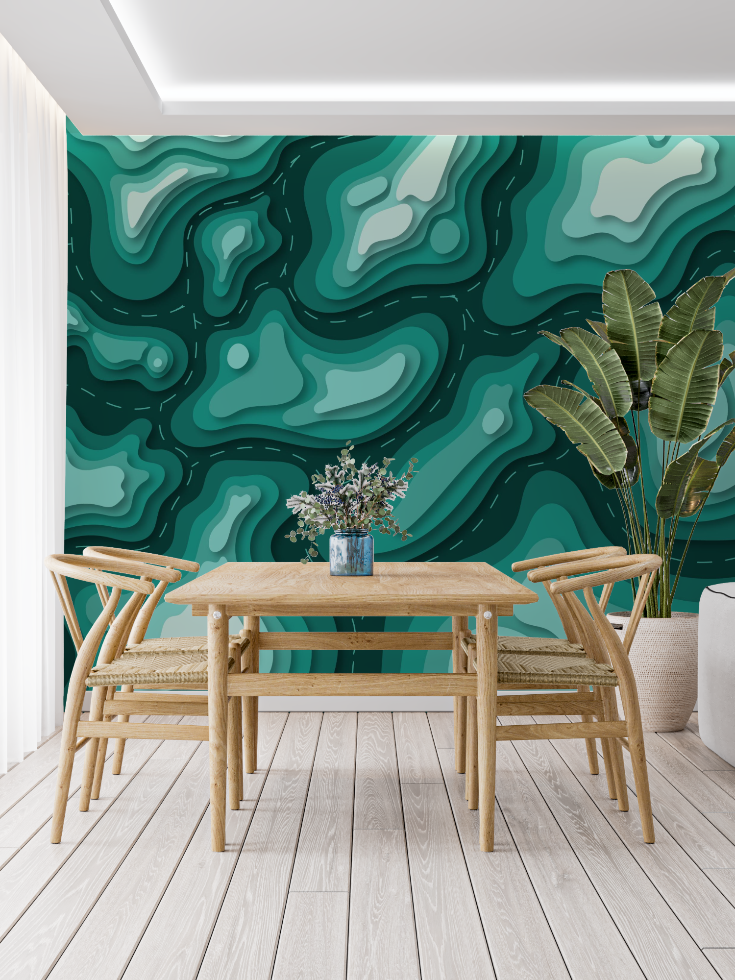 Abstract Teal Blue Wallpaper | Murals Wallpaper