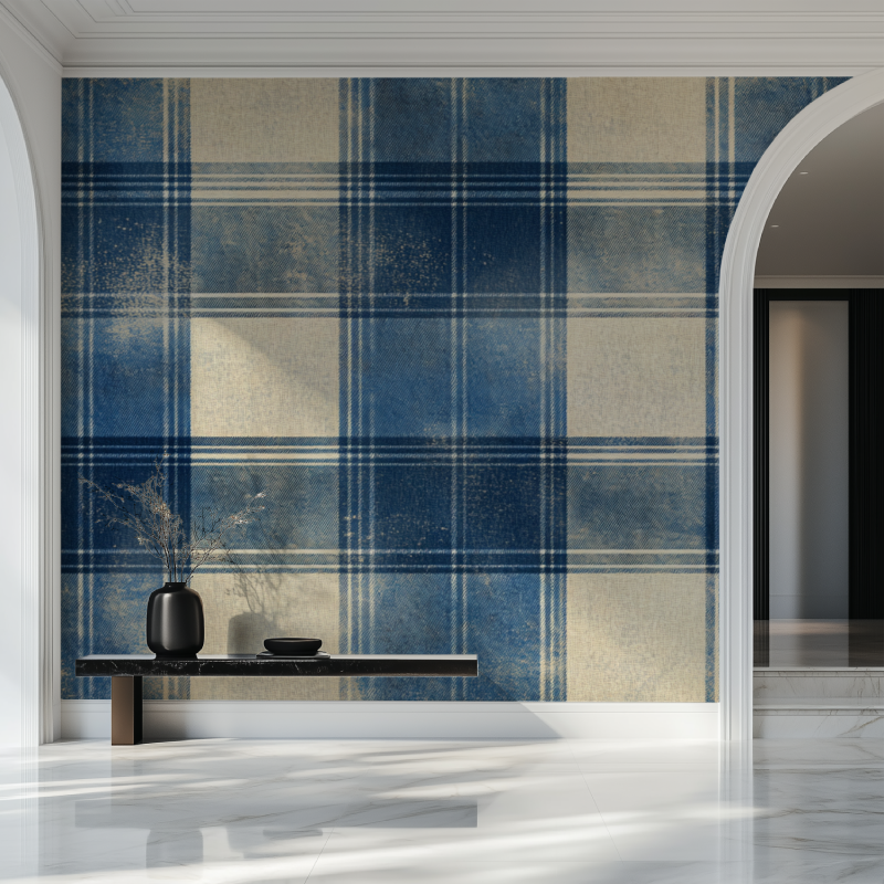 Vintage Blue Tartan Wallpaper | Murals Wallpaper