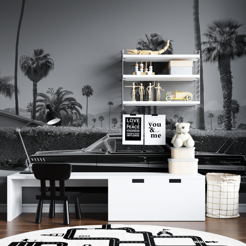 Black and White Miami Car Wallpaper | Murals Wallpaper