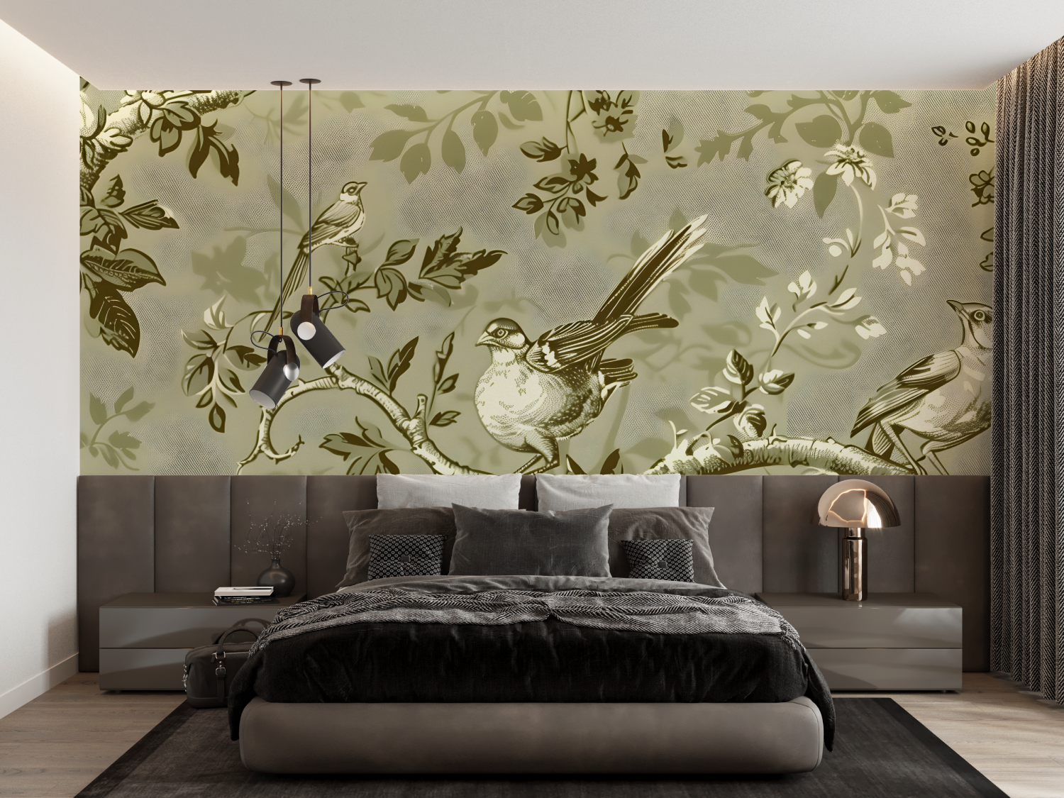 Toile de Jouy Bird Branch Wallpaper | Murals Wallpaper