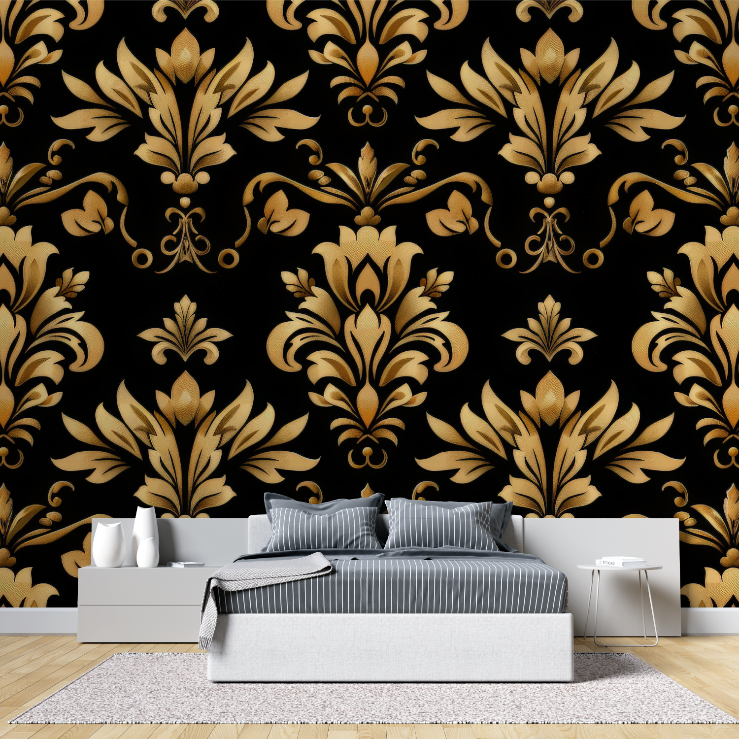 Black and Gold Baroque Wallpaper | Murals Wallpaper